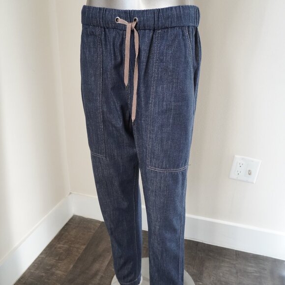 Brunello Cucinelli Monili Jeans Blue Cargo Denim Drawstring Relaxed Fit Size 6 - Picture 6 of 10
